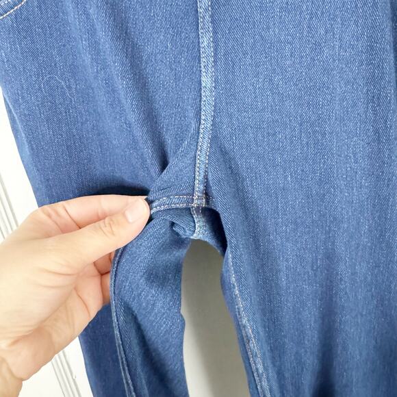 Halara Flex High Waisted Crossover Pocket Washed Stretch Knit Casual Flare Jeans - Picture 5 of 14